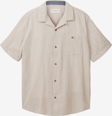 TOM TAILOR Button Up Shirt in Beige: front
