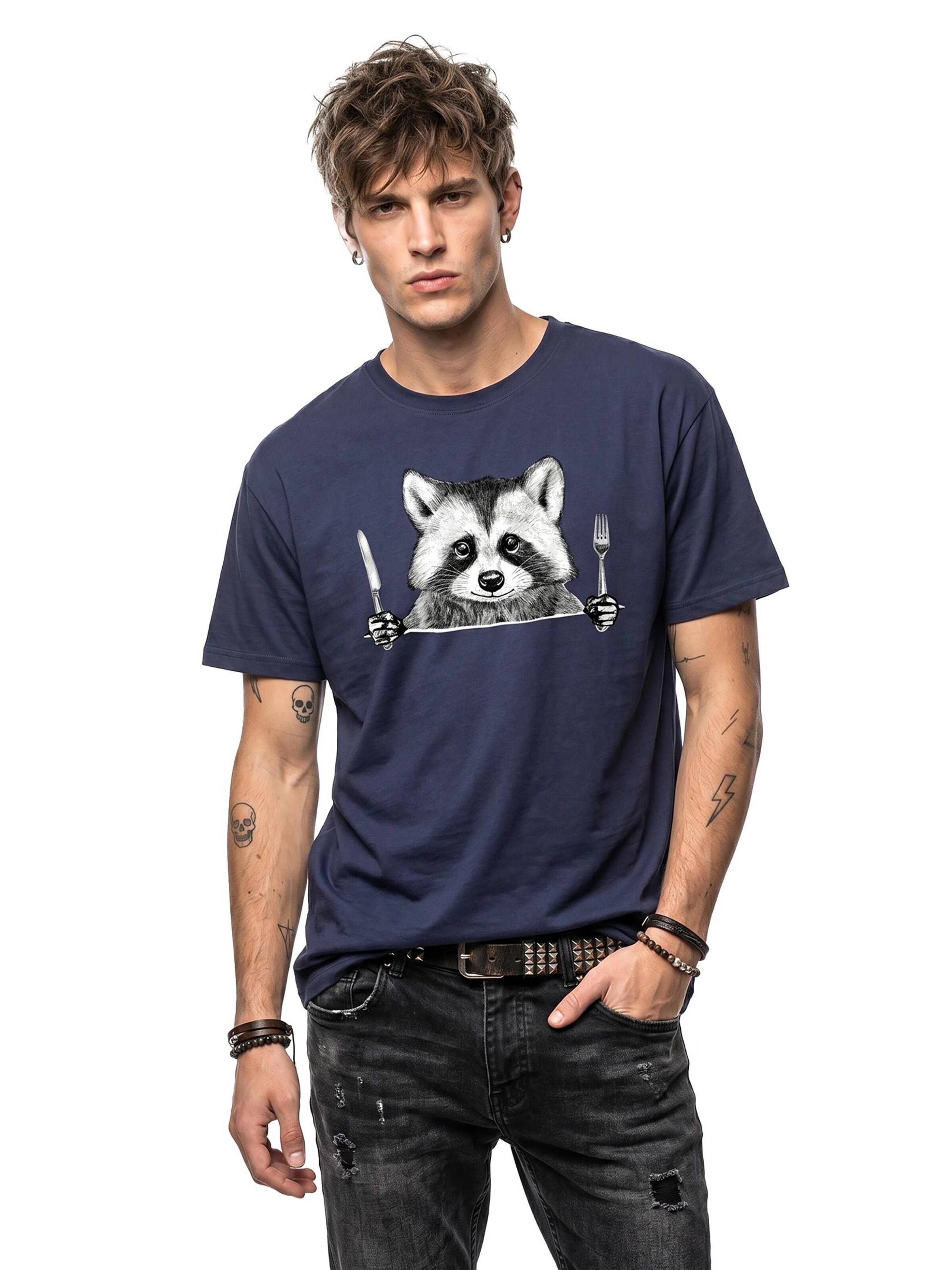 MAKAYA Shirt 'Waschbär Gabel' in Blue