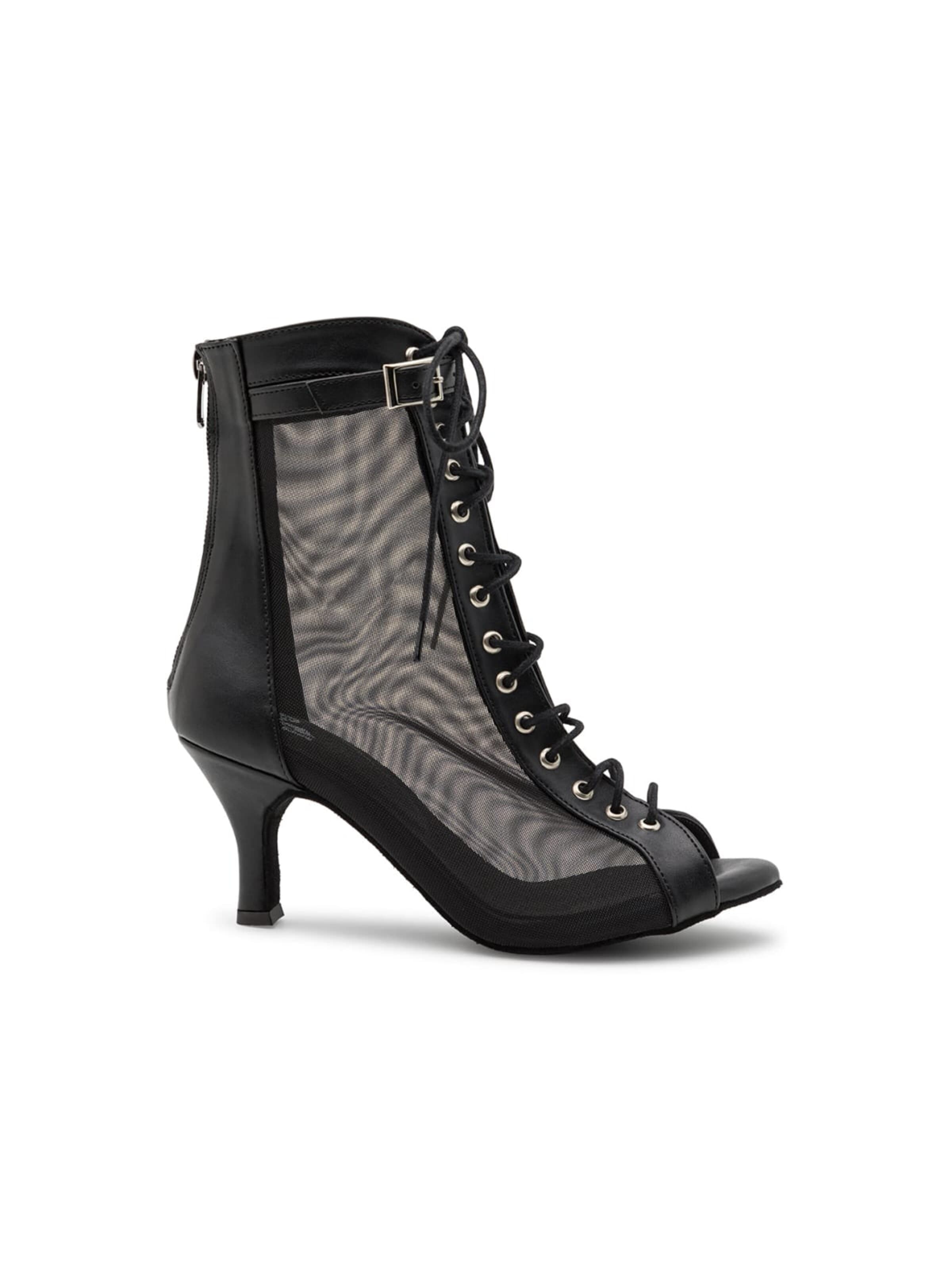 Dancing Queens Lace-Up Ankle Boots 'Magnet Aura Tanzschuhe Leder - Absatz 7.0 cm flare' in Black: front