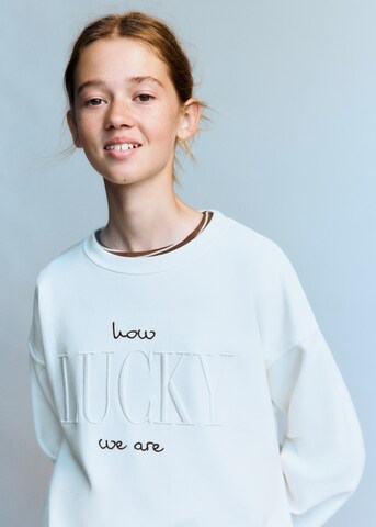 MANGO KIDSSweater majica 'LUCKY' - bijela boja