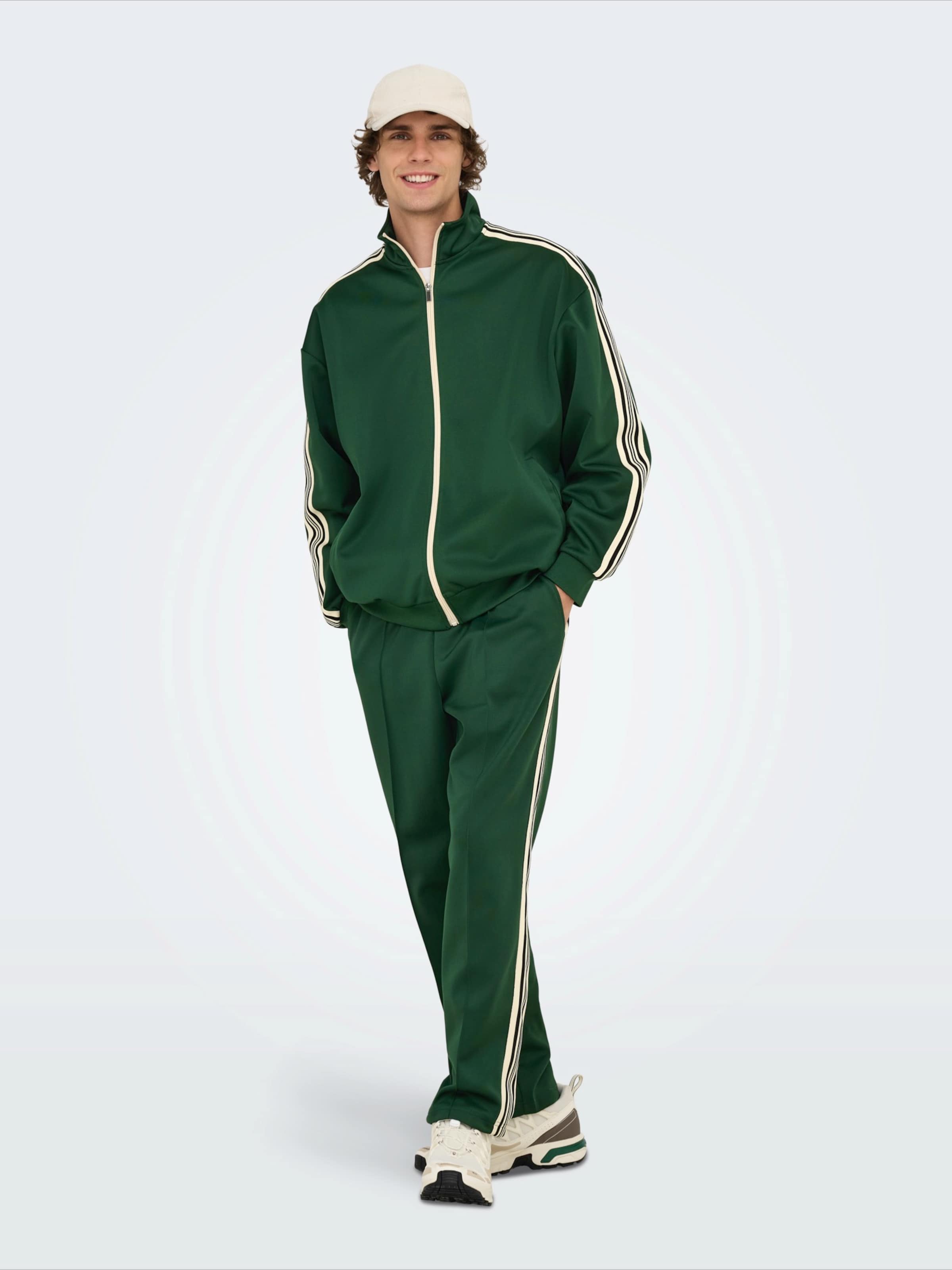 Only & Sons Zip-Up Hoodie 'ONSRIBER' in Dark Green | ABOUT YOU