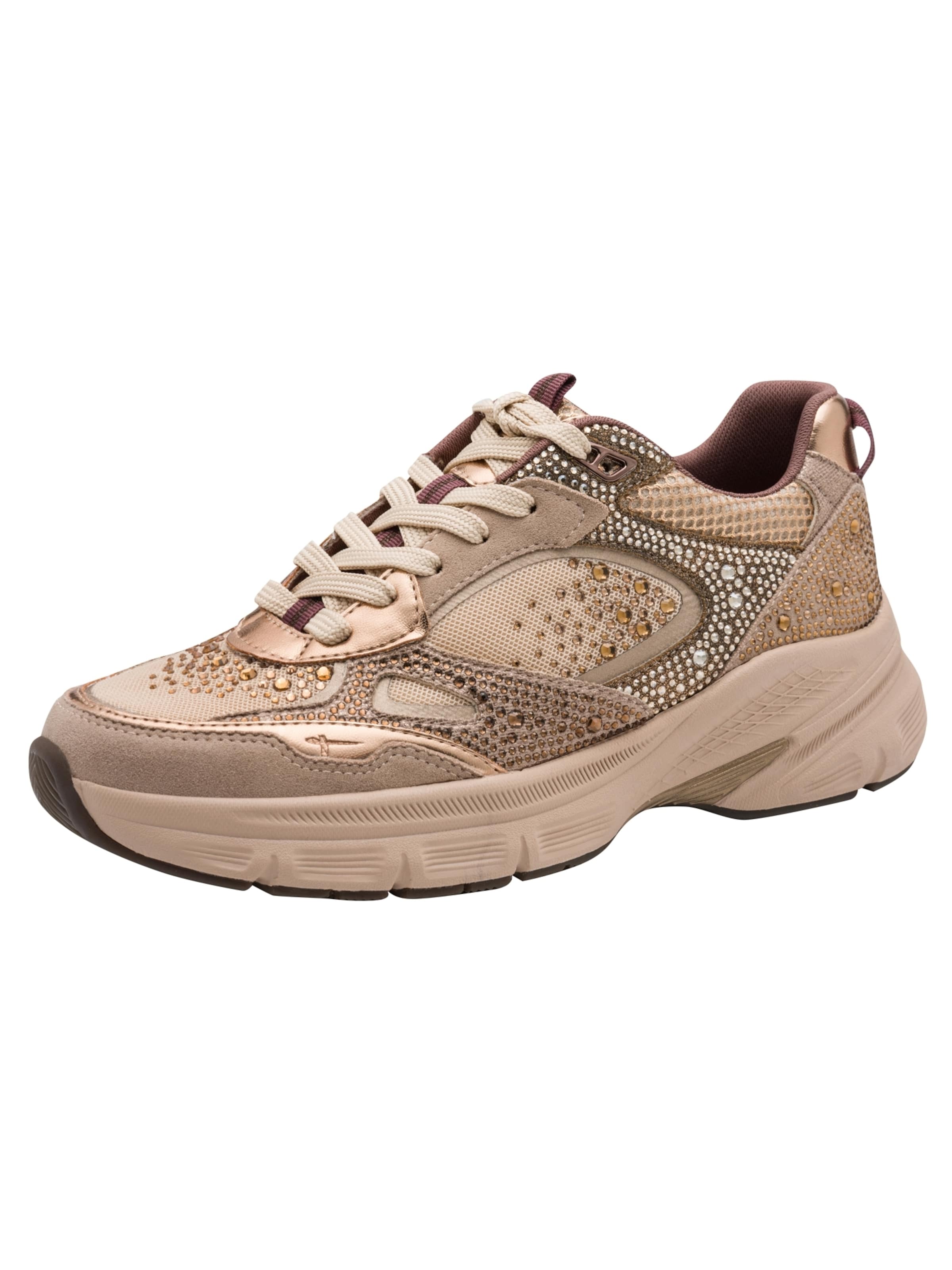 Tamaris Sneakers laag in 36 in de kleur Donkerbeige / Poederroze, Productweergave