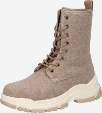 Marc O'Polo Lace-Up Ankle Boots 'Maia' in Beige: front