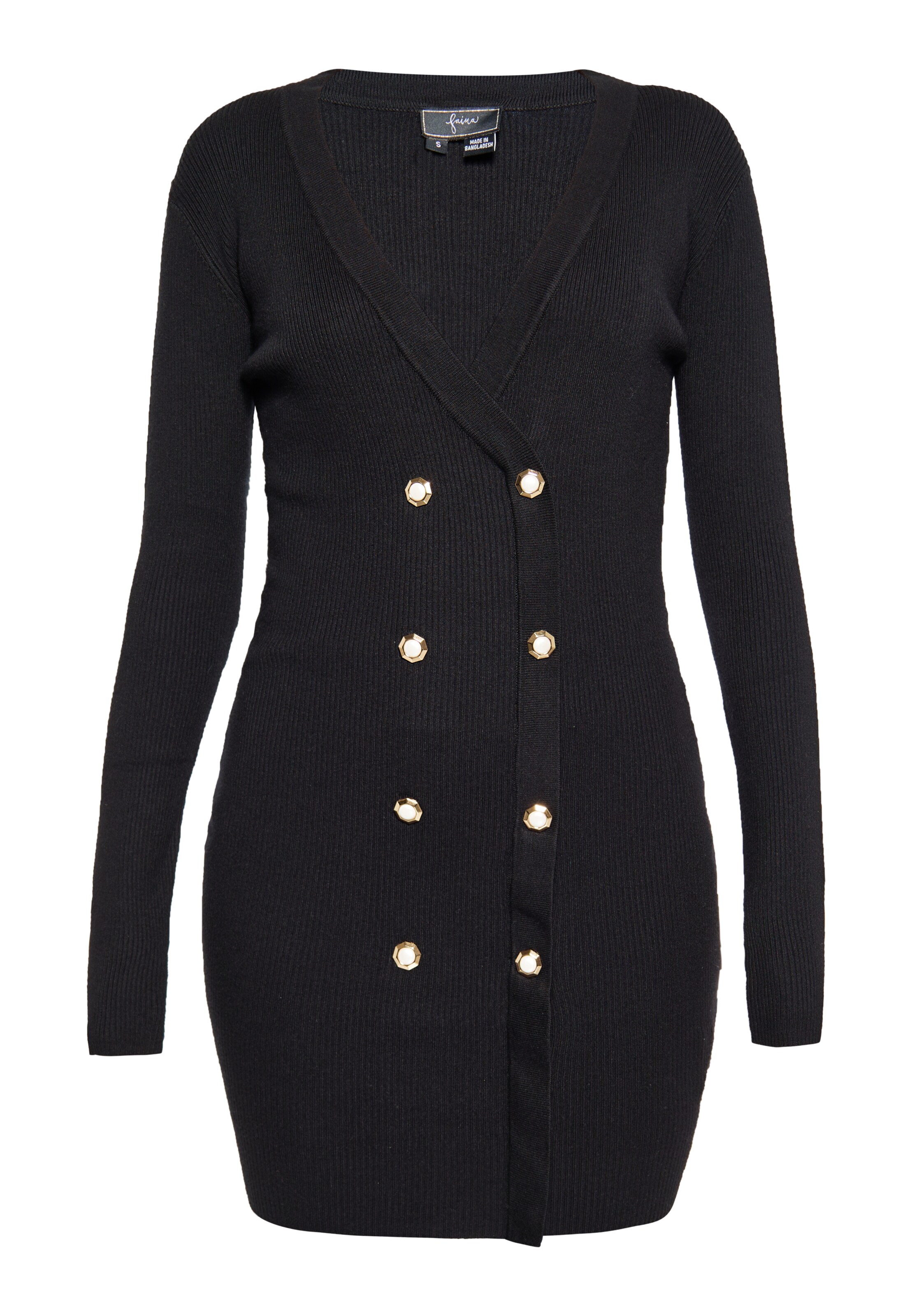 faina Gebreide jurk in Zwart: voorkant