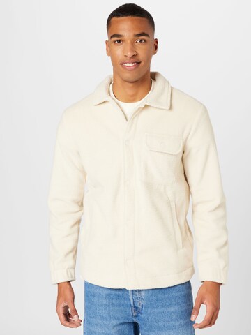 HOLLISTER Fleece Jacket in Beige: front