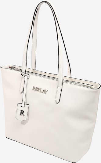 REPLAY "Чанта тип ""Shopper""" в сребърно / мръсно бяло, Преглед на продукта