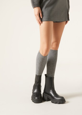 CALZEDONIA Knee High Socks in Grey: front