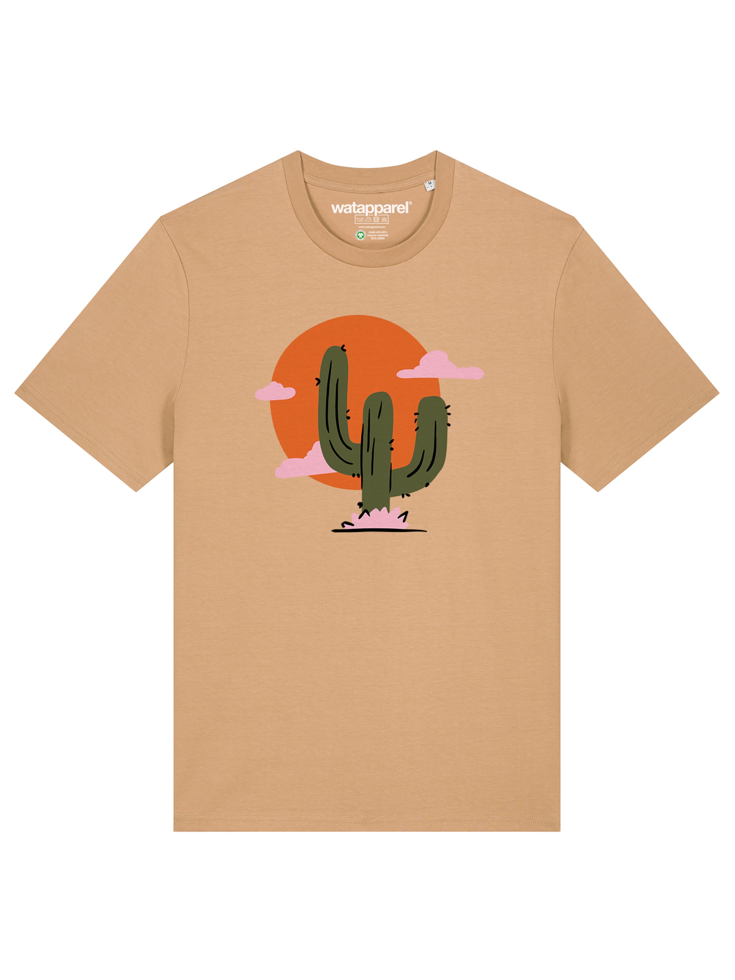T-Shirt 'Kaktus Im Sonnenuntergang' Watapparel en beige : devant