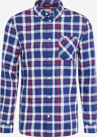 Tommy Jeans Regular fit Button Up Shirt in Blue: front