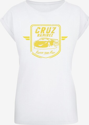 ABSOLUTE CULT Shirt 'Cars - Cruz Ramirez Pocket' in White: front