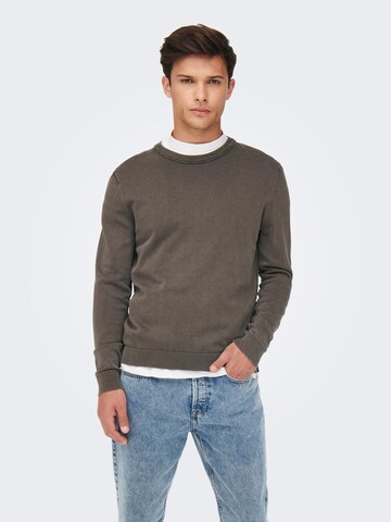 Pull-over 'CLARK' Only & Sons en marron : devant