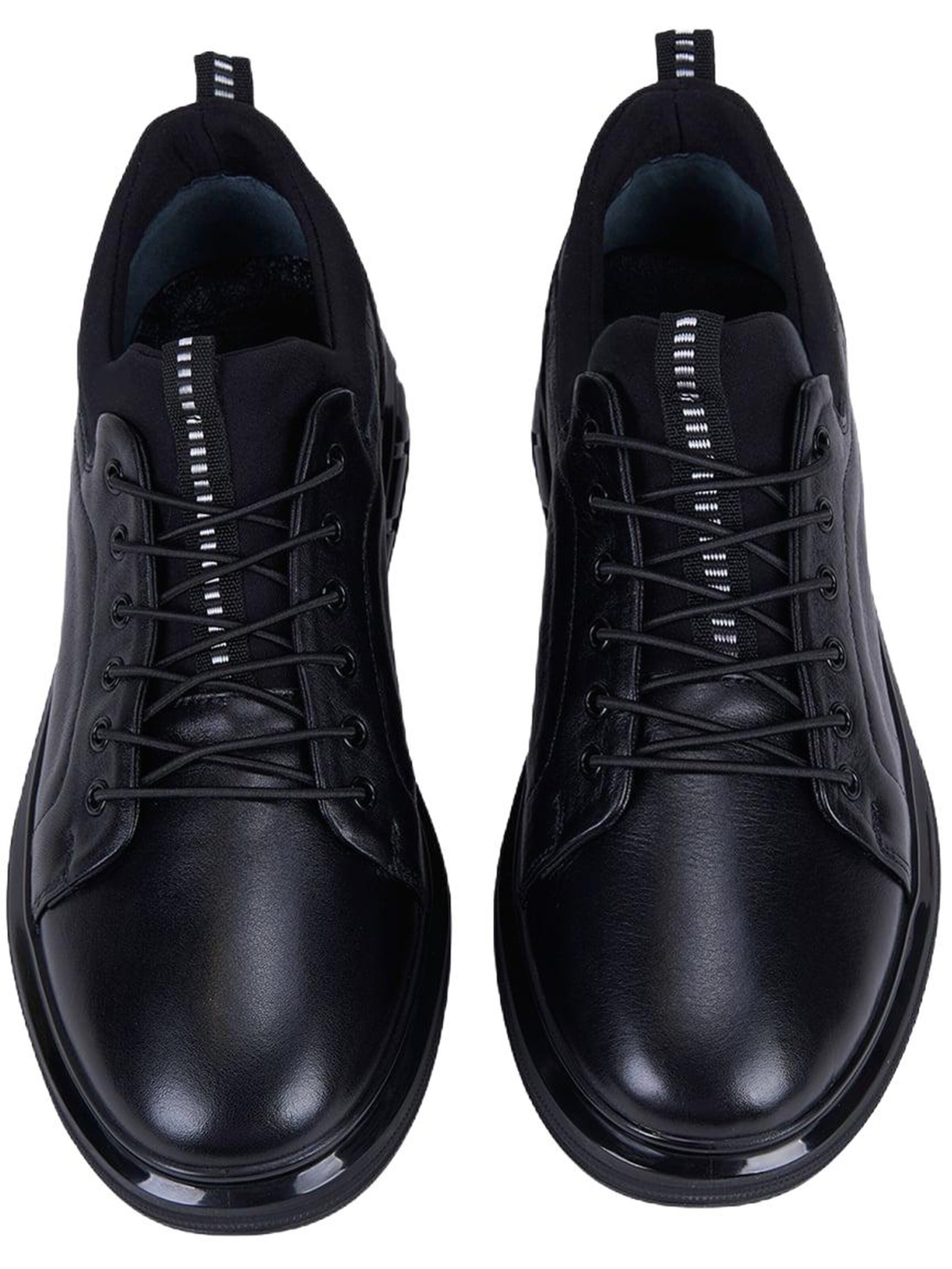 Desa Slip On 'DESA Herren-Sneaker aus Leder mit elastischen Schnürsenkeln'‌‌‌‌‌‌ in Schwarz