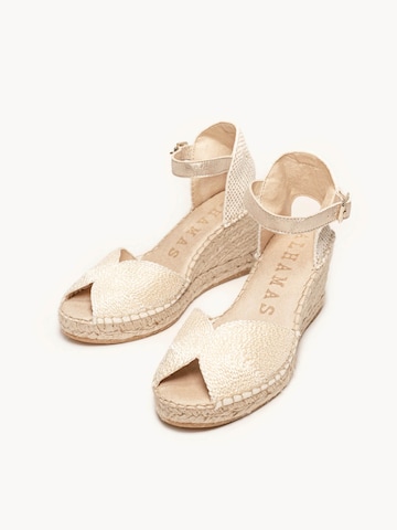 Sandalo con cinturino 'Alpargata Cuña 7 cm' di Alhamas in beige