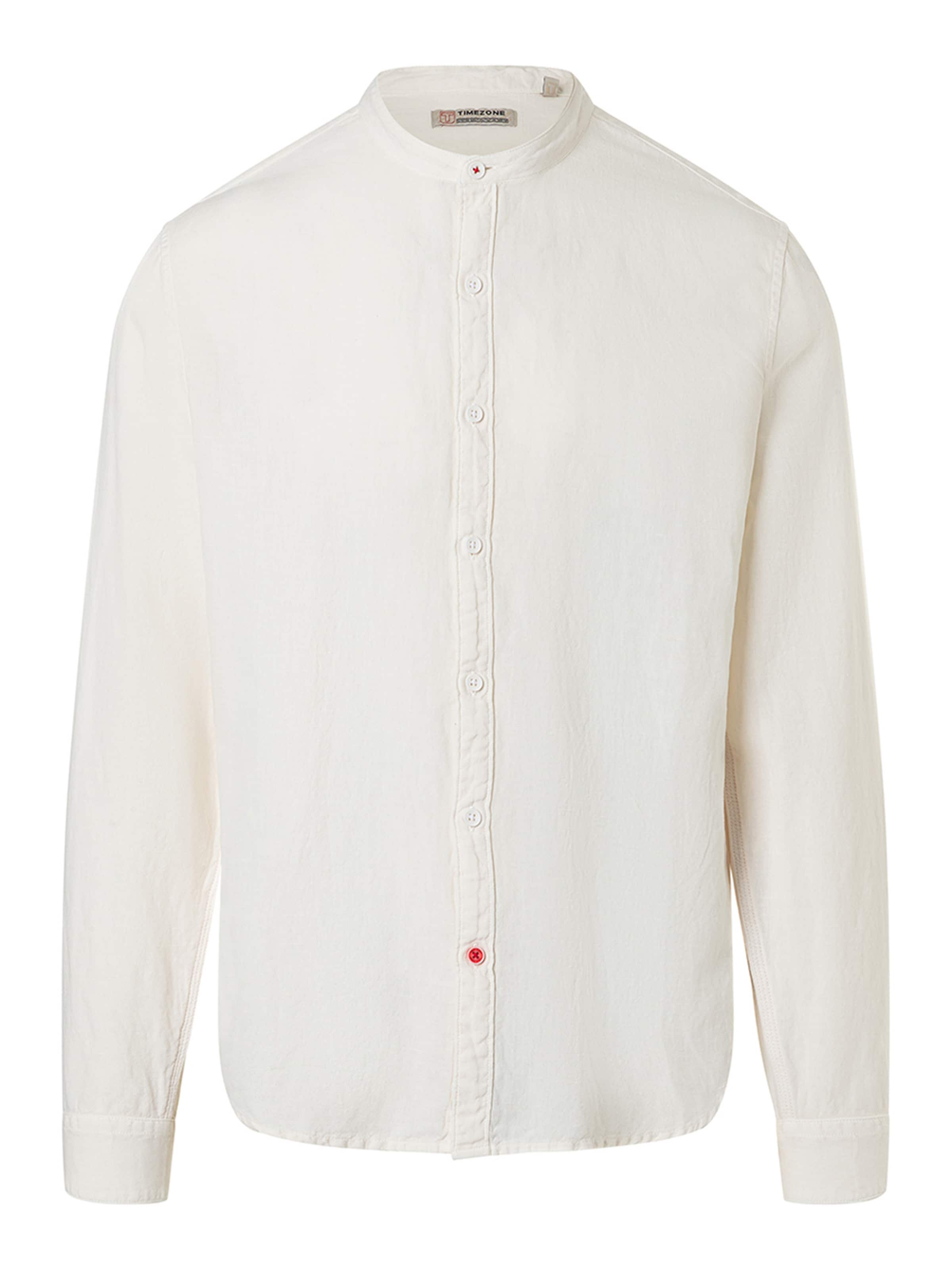 TIMEZONE Shirt 'Stand-up-collar' in White: front