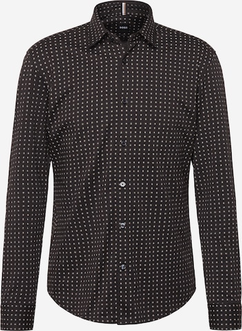 BOSS Black Button Up Shirt 'Roan' in Black: front