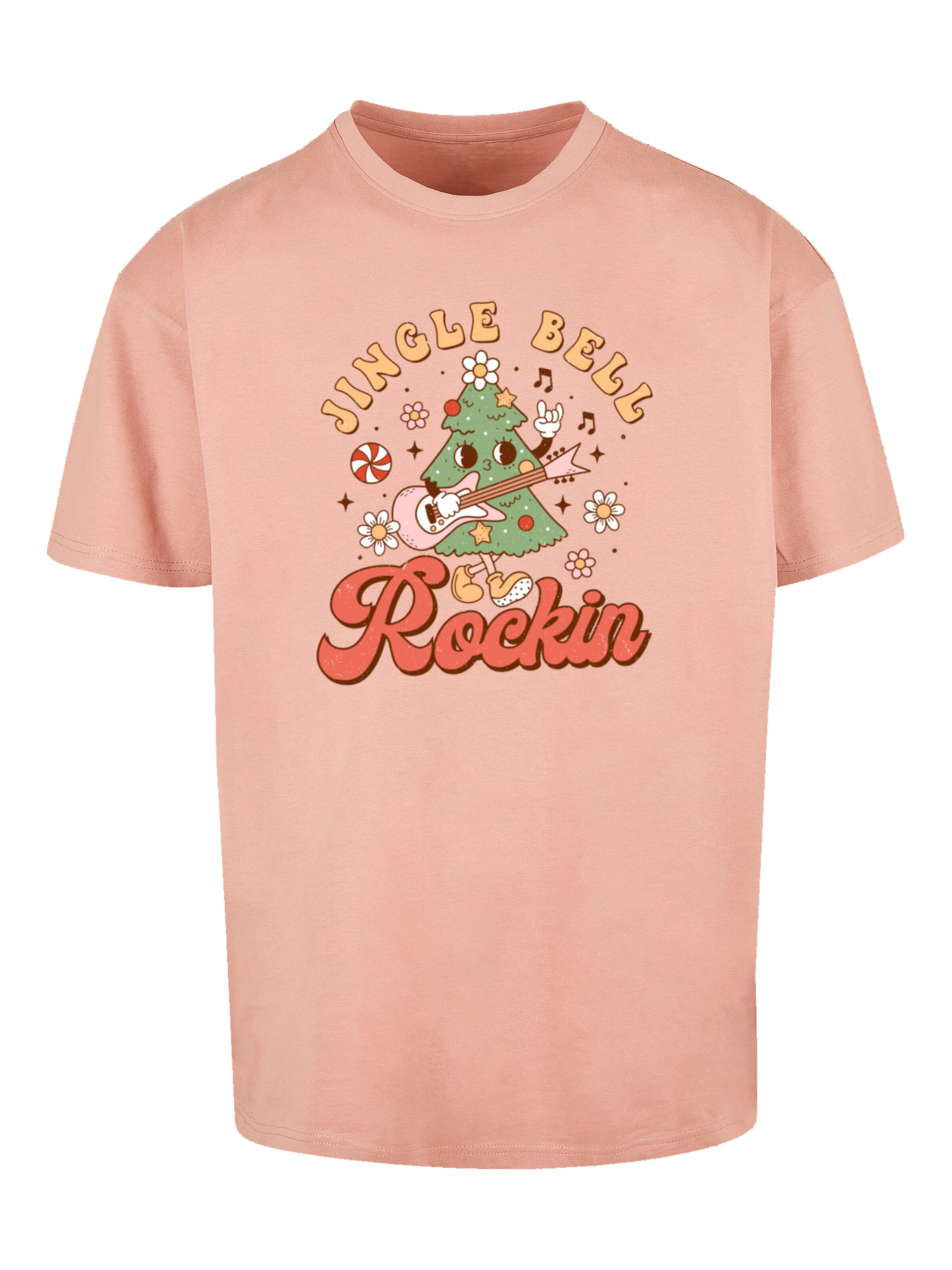 T-Shirt 'Jingle Bell Rockin Christmas' F4NT4STIC en beige : devant