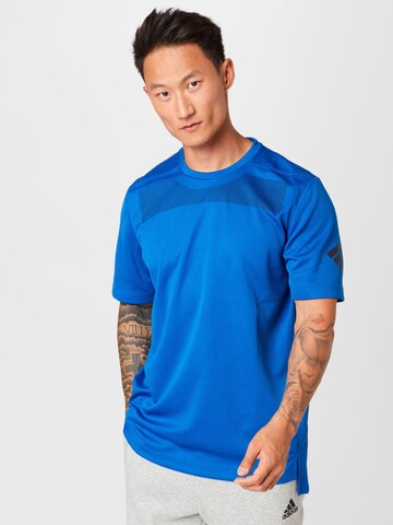 ADIDAS SPORTSWEAR Performance Shirt 'Workout Front Rack Impact Print' in Blue: front