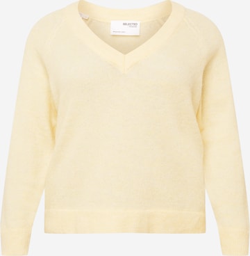 Selected Femme Curve Sweater 'Lulu' in Yellow: front