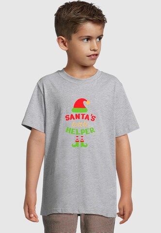Merchcode T-Shirt 'Christmas Santa´s Little Helper' in Grau: Vorderseite