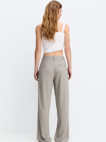 Pull&Bear Wide leg Bandplooibroek in Grijs