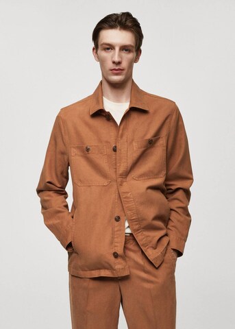 MANGO MAN Slim fit Button Up Shirt 'Delave' in Orange: front