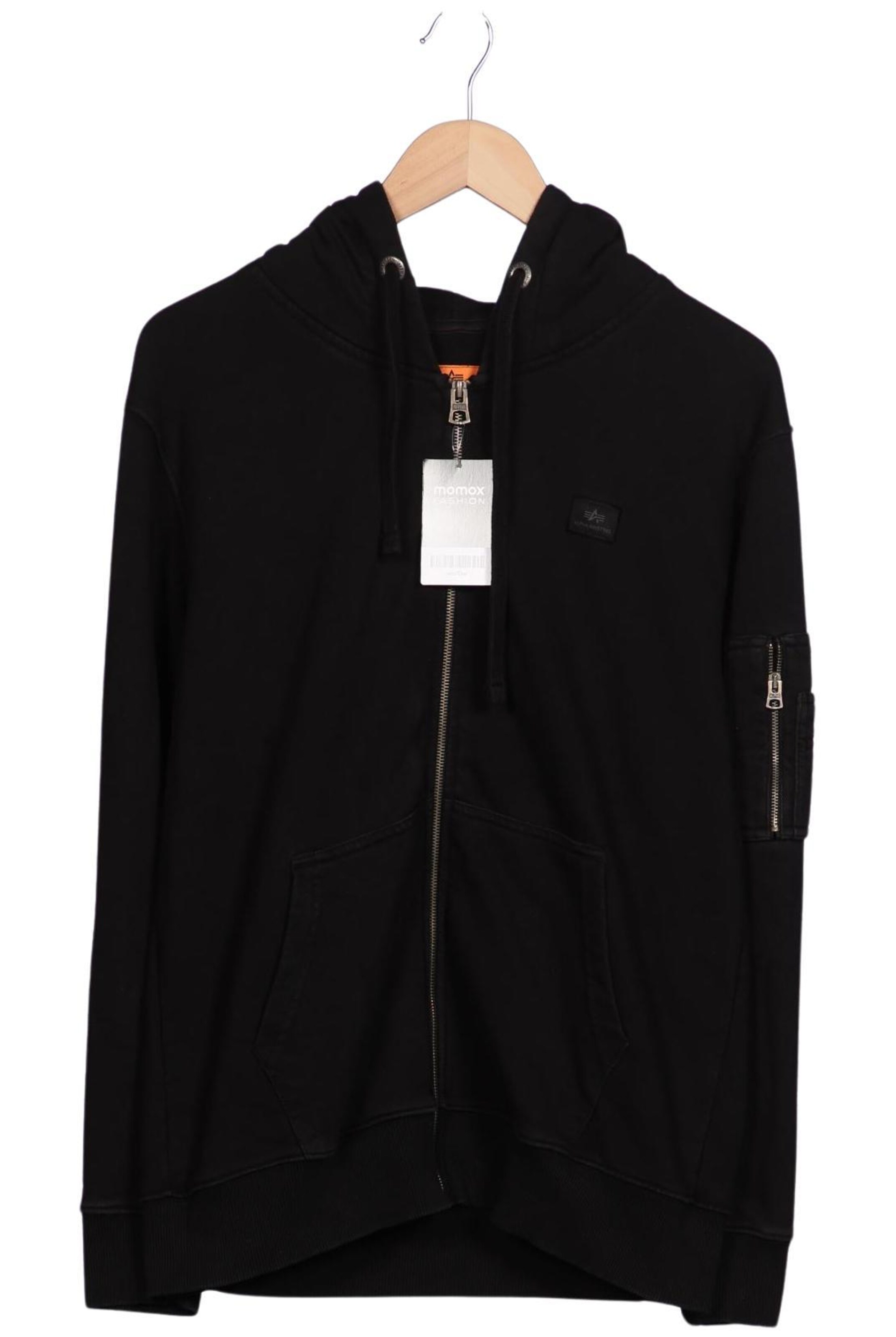 ALPHA INDUSTRIES Sweatshirt & Zip-Up Hoodie in M in Black: front