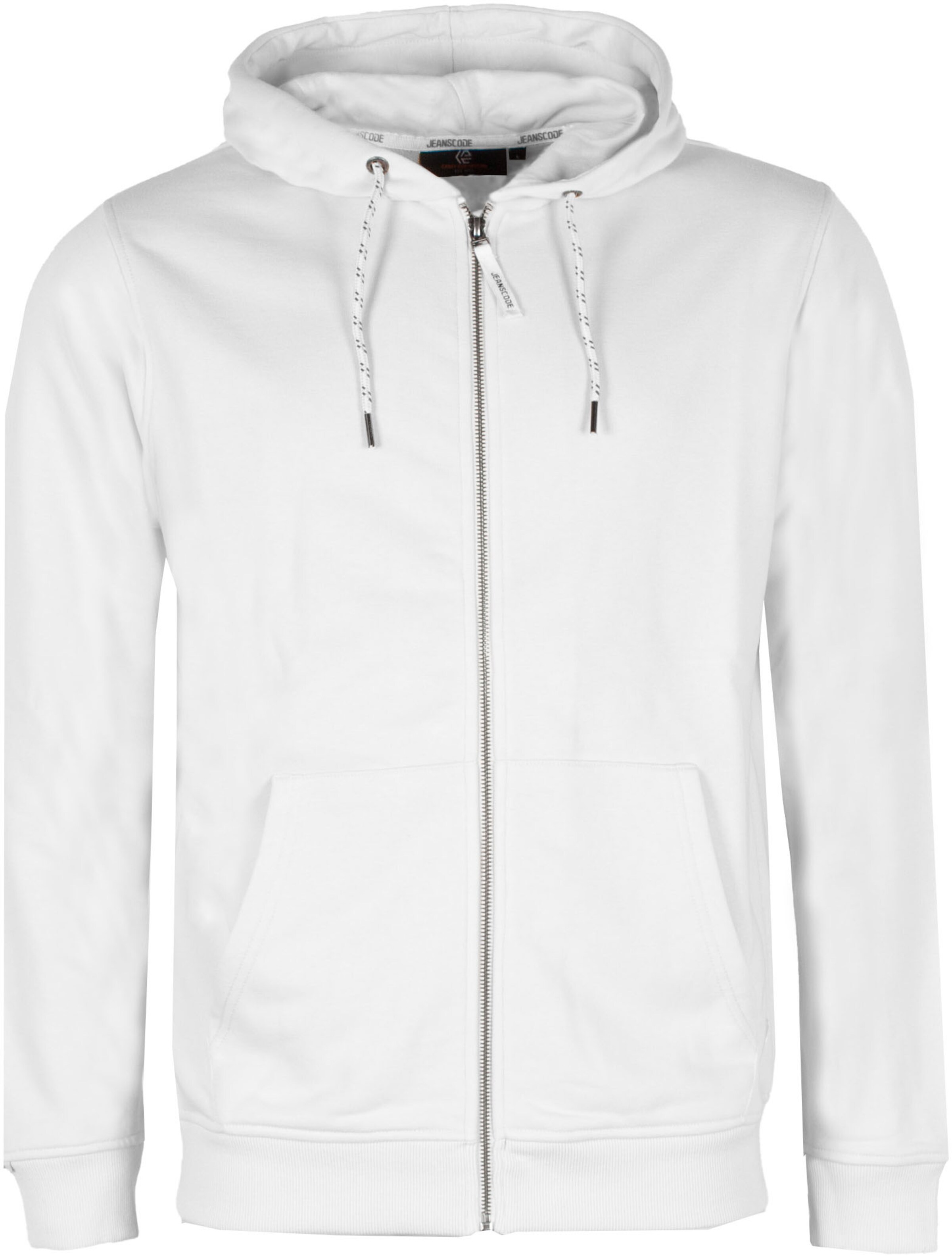 INDICODE JEANS Zip-Up Hoodie in White: front