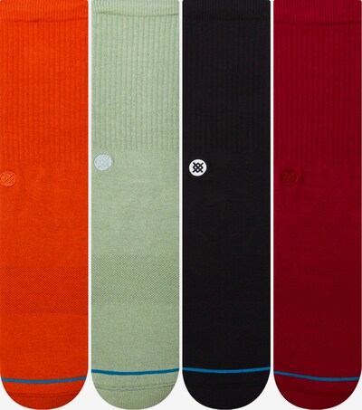 Stance Chaussettes en vert clair / orange / bordeaux / noir, Vue avec produit