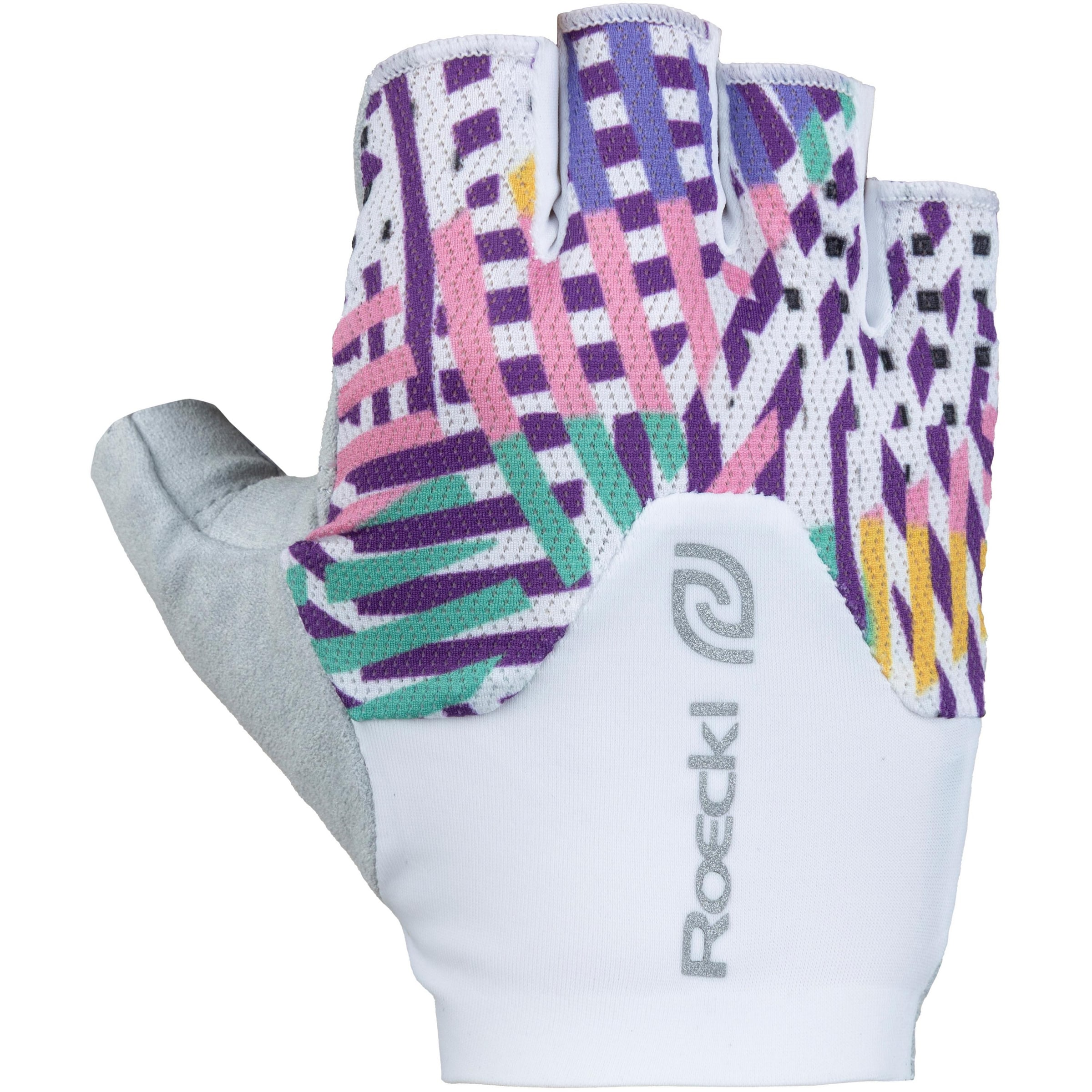 Roeckl Athletic Gloves 'Deleni 2' in S-M in Grass green / Purple / Pink / White, Item view