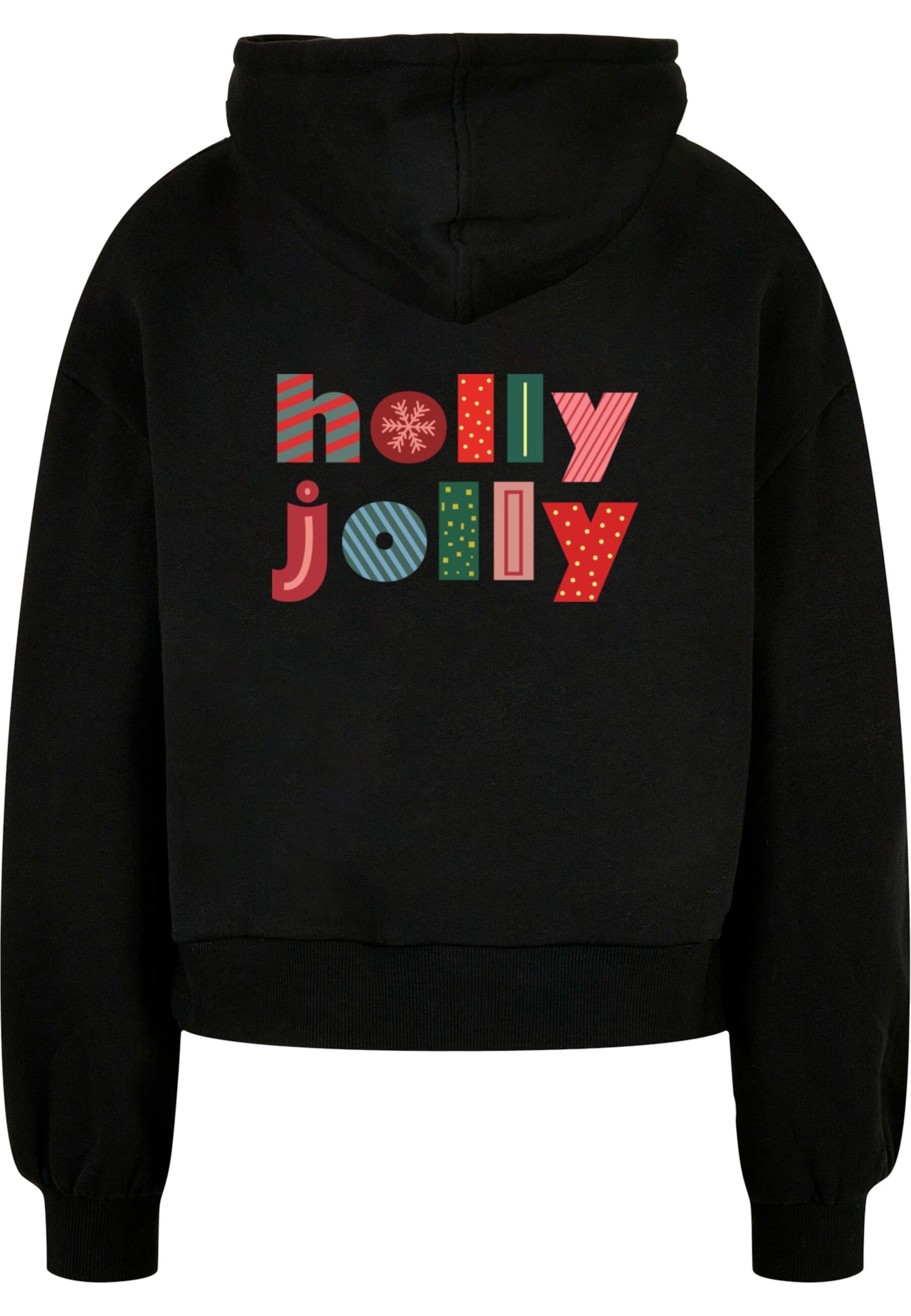Merchcode Sweatshirt 'Christmas Holly Jolly Mood' in Schwarz
