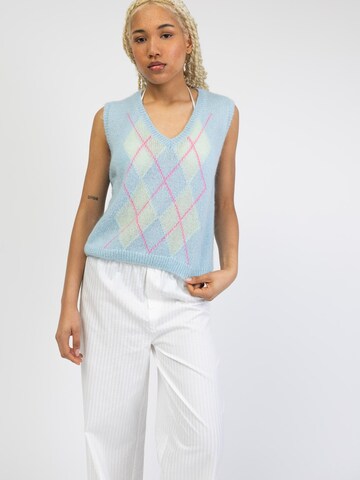 BROKE + SCHÖN Knitted Vest 'Pullunder mit Argyle Muster' in Blue