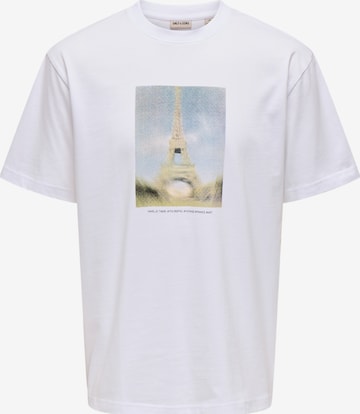 Only & Sons T-Shirt 'Fred Eiffel' in Weiß: Vorderseite