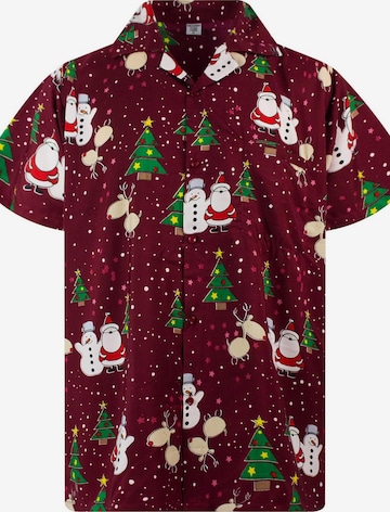 Regular fit Camicia 'Christmas Buddies' di King Kameha in rosso: frontale