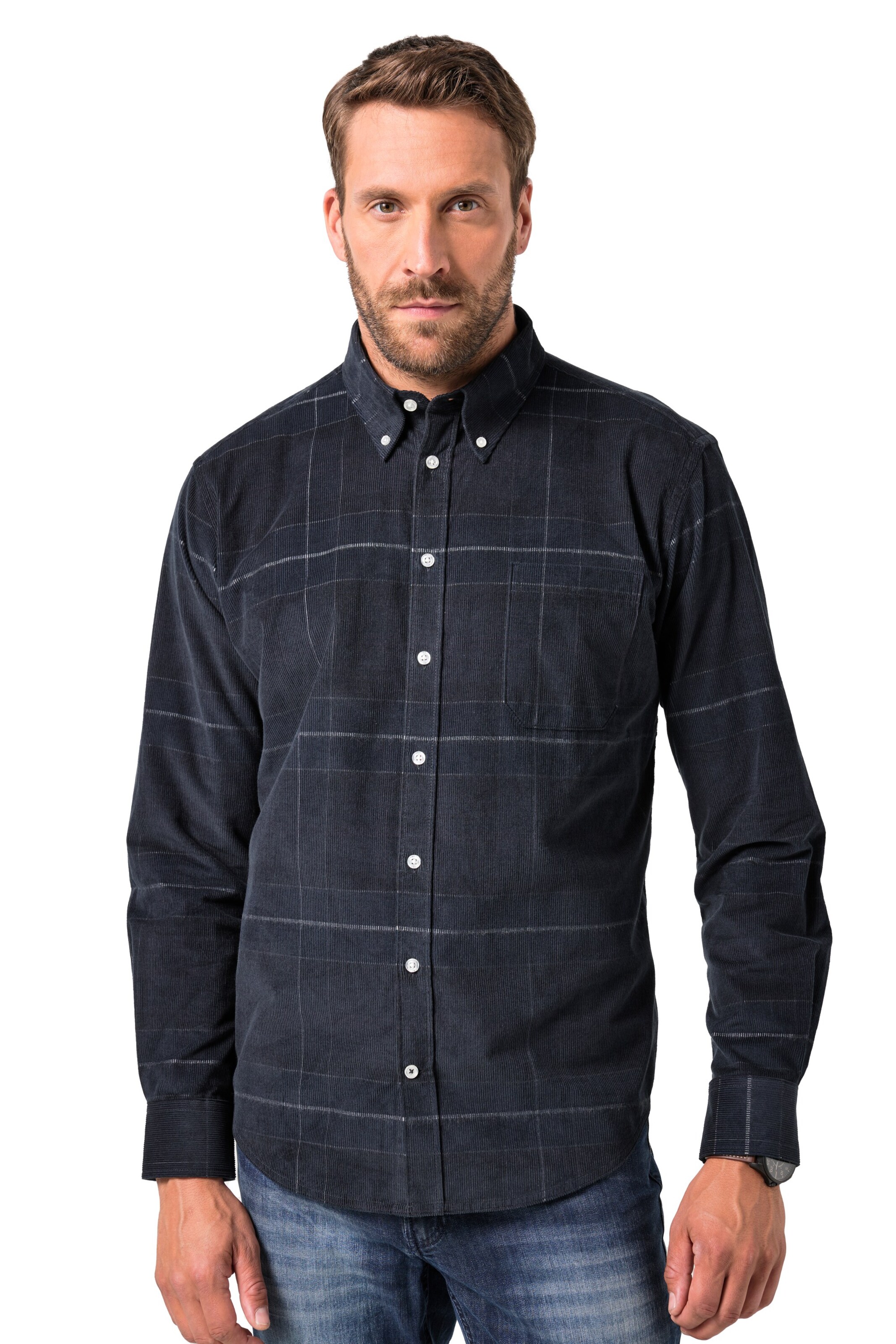JP1880 Regular fit Button Up Shirt in Black: front