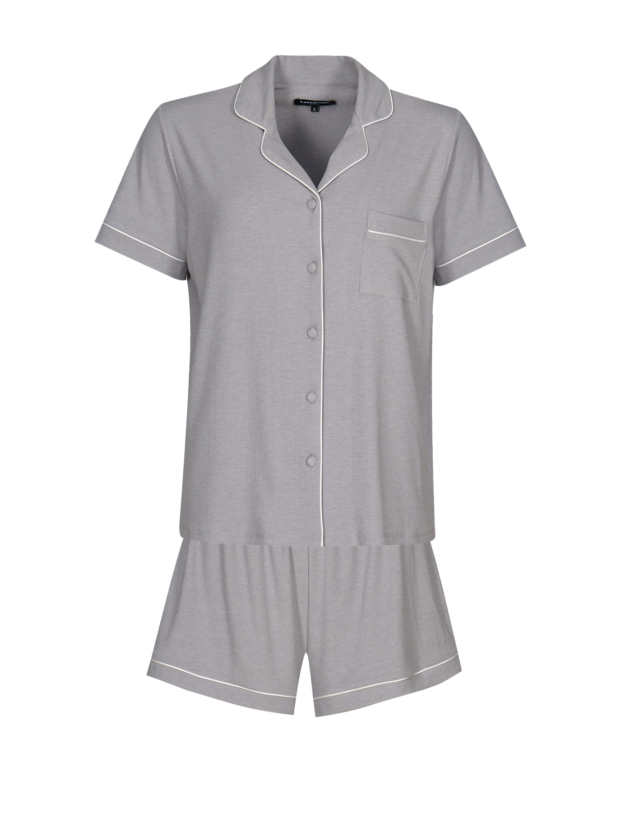 Loungeable Short Pajama Set in Grey: front