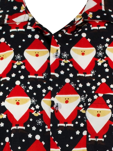 King Kameha Regular Fit Hemd 'Christmas Santa Allover'‌‌‌‌ in Schwarz