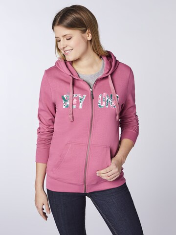 Oklahoma Jeans Sweatjacke in Pink: Vorderseite