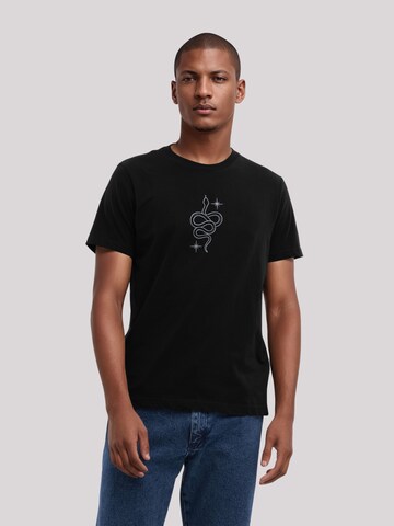 T-Shirt 'Mystical Snake Bestickt' F4NT4STIC en noir : devant