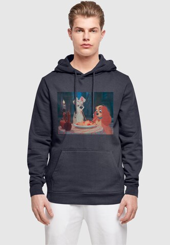 ABSOLUTE CULT Sweatshirt 'Lady And The Tramp - Spaghetti Photo' in Blauw: voorkant