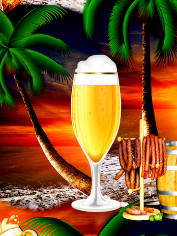 Hawaiihemdshop.de Regular fit Overhemd 'Hawaiihemd "Beer in Paradise"' in Oranje