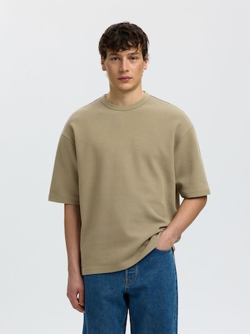 T-Shirt SELECTED en vert : devant
