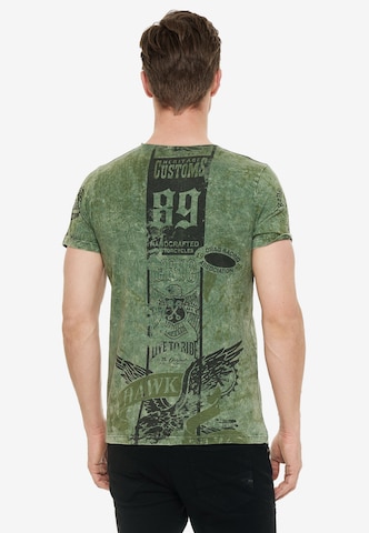 Rusty Neal T-Shirt mit modernem Front & Back Print in Grün