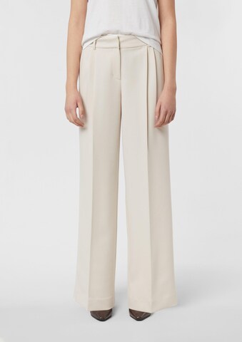 Wide Leg Pantalon à plis COMMA en beige : devant