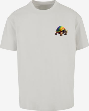 F4NT4STIC Shirt 'Rainbow Turtle' in Grijs: voorkant