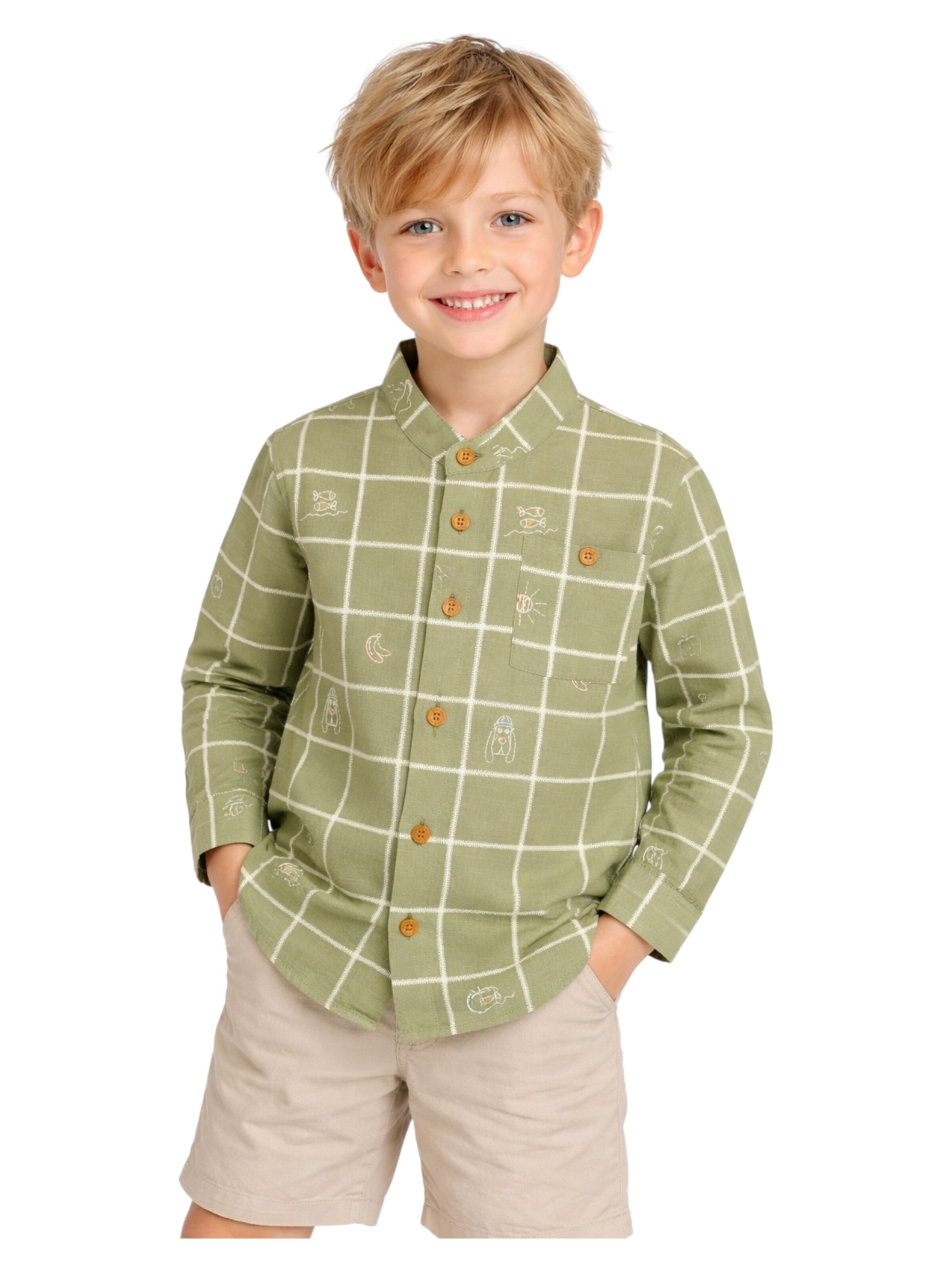 Hust & Claire Regular fit Button Up Shirt in Green