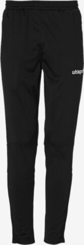 UHLSPORT Tapered Workout Pants in Black: front