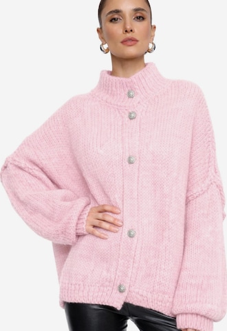 Worldclassca Oversized Cardigan 'Strickjacke mit Knopf' in Pink: front