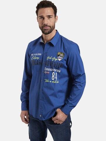 Jan Vanderstorm Comfort fit Overhemd ' Gotmar ' in Blauw: voorkant