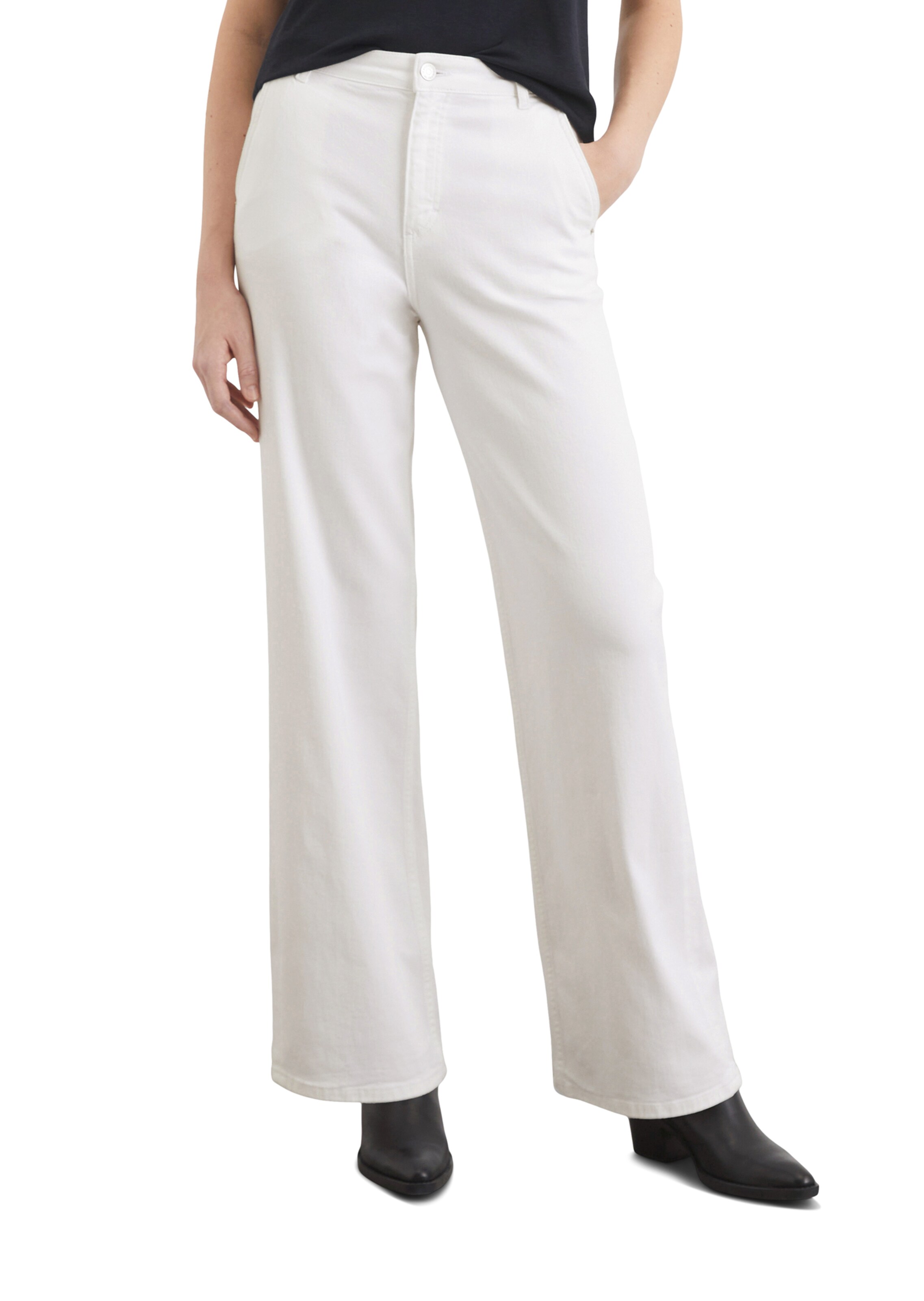 Marc O'Polo Wide leg Jeans in Wit: voorkant