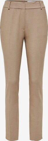 SELECTED FEMME Slim fit Trousers with creases 'Rita' in Brown: front